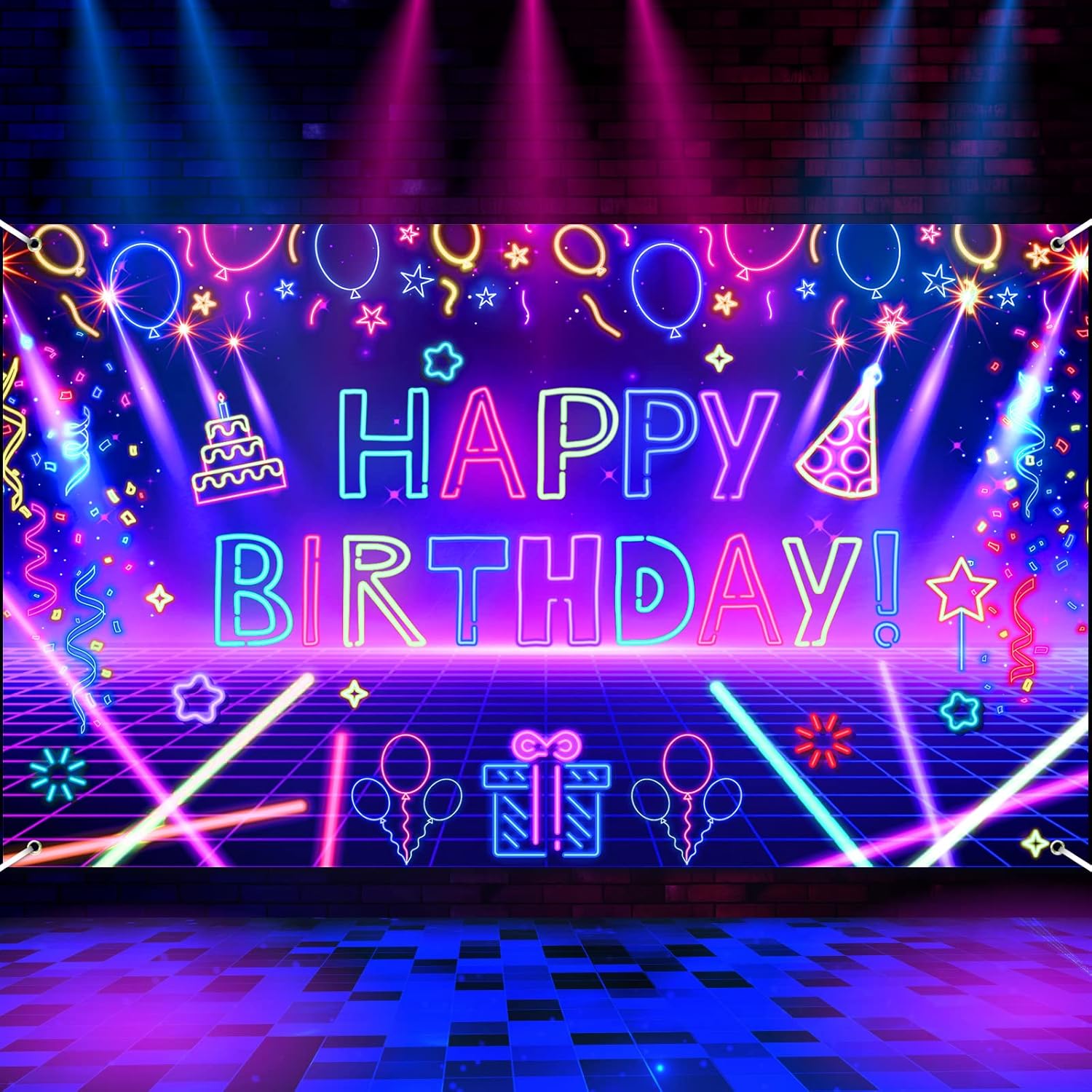 Photography Backdrop Glow Neon - Let'S Party Event Supply ulasan dan harga