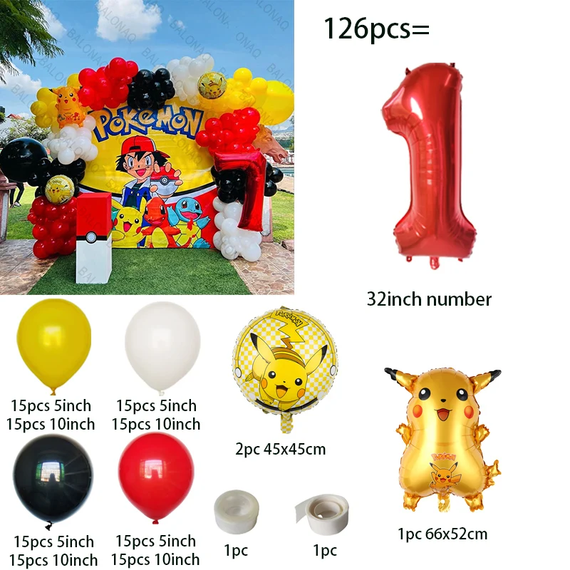 126pcs Cartoon Pikachu Theme B - Balloon Arch Kit ulasan dan harga