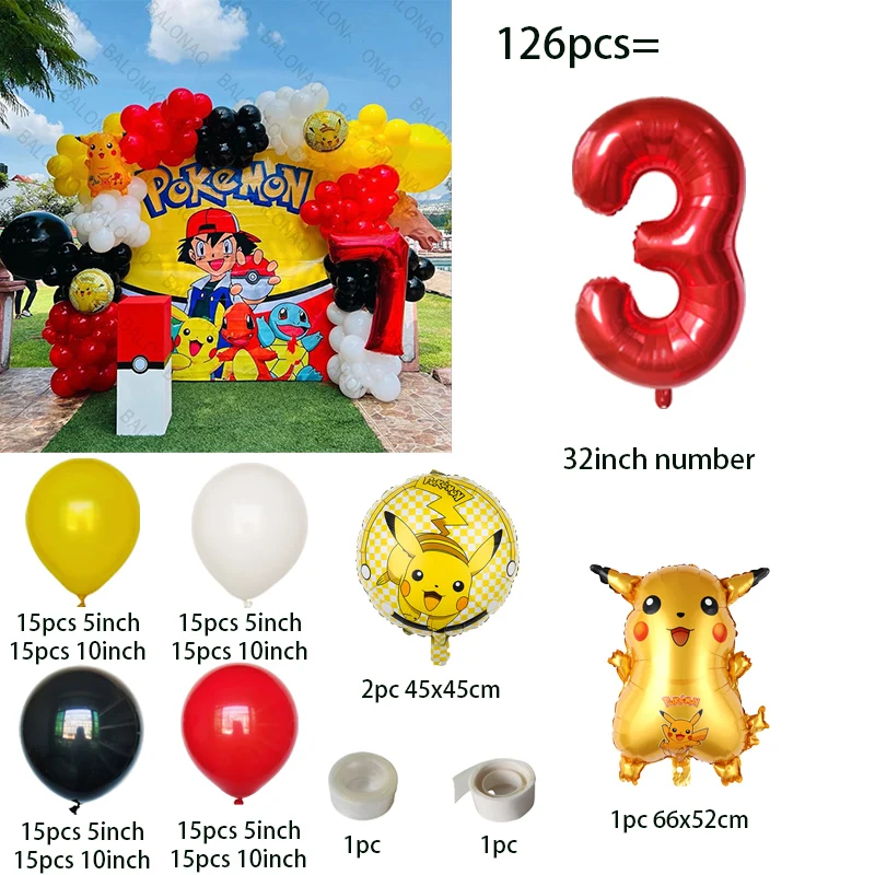 126pcs Cartoon Pikachu Theme B - Balloon Arch Kit ulasan dan harga