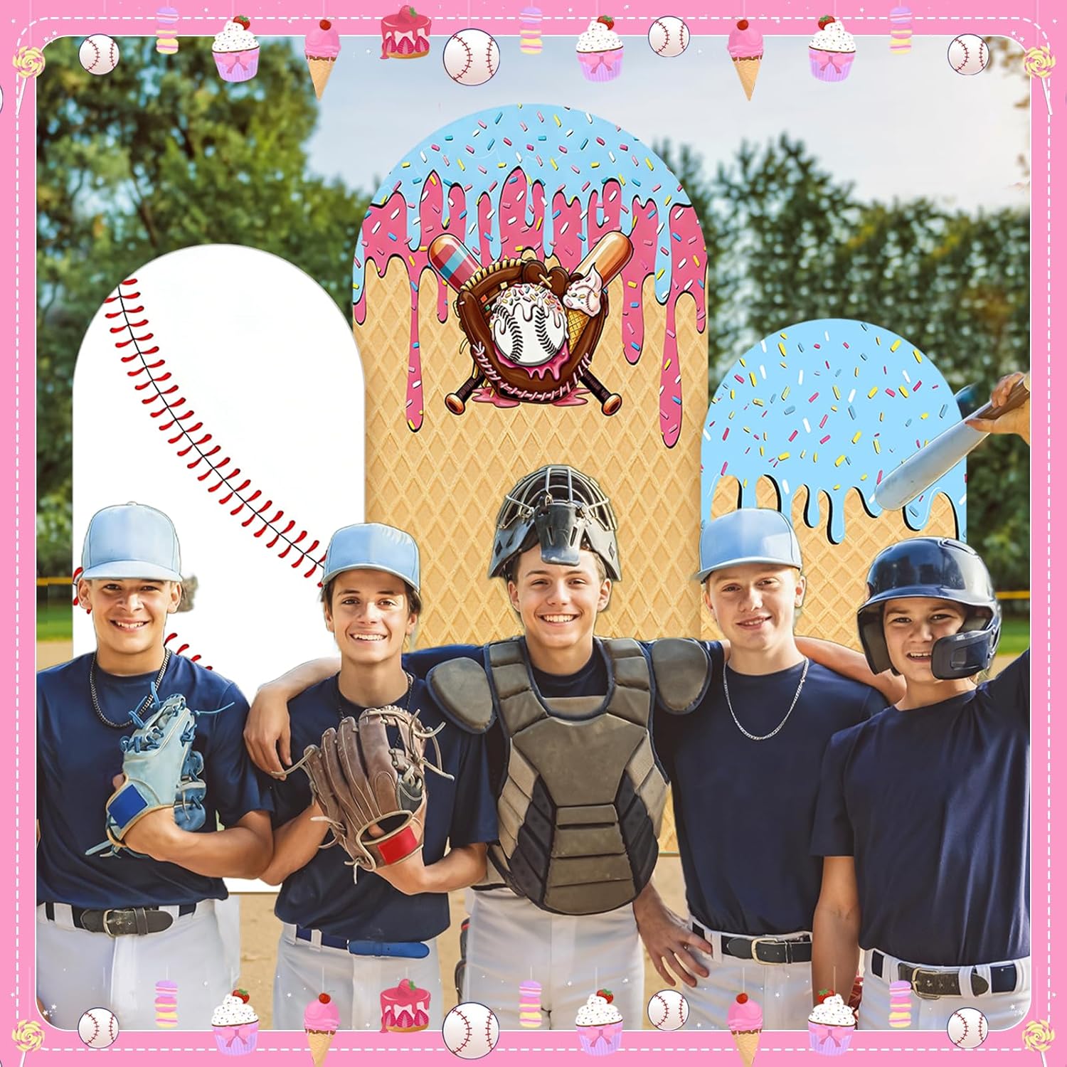 Baseball Ice Cream Drip Arch B - Dessert Table Backdrop ulasan dan harga