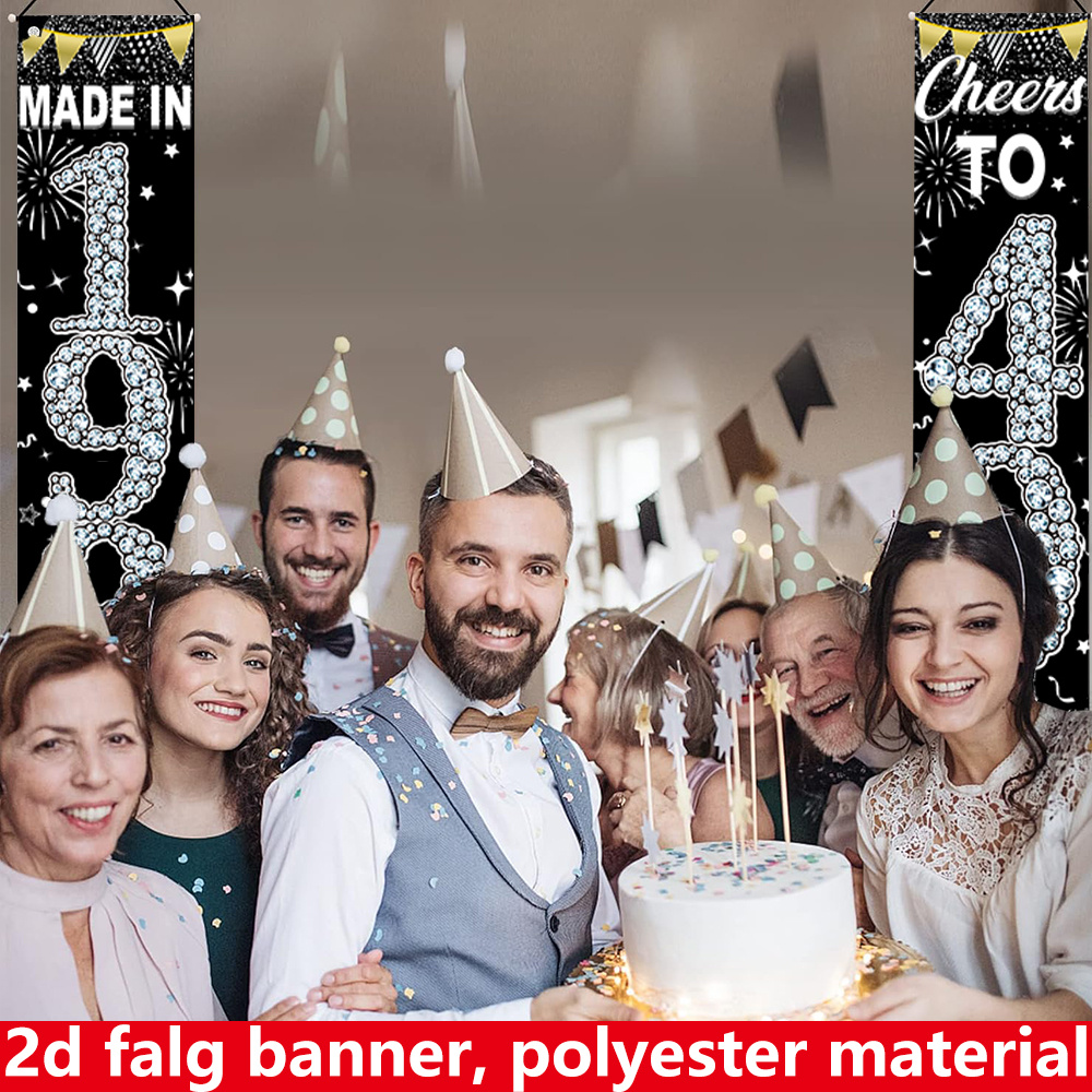 2Pcs 2D Flat 40th Birthday Ban - Party Banner Gold ulasan dan harga