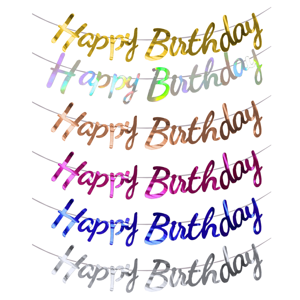 Happy Birthday Banner Gold Sil - Party Banner Gold ulasan dan harga