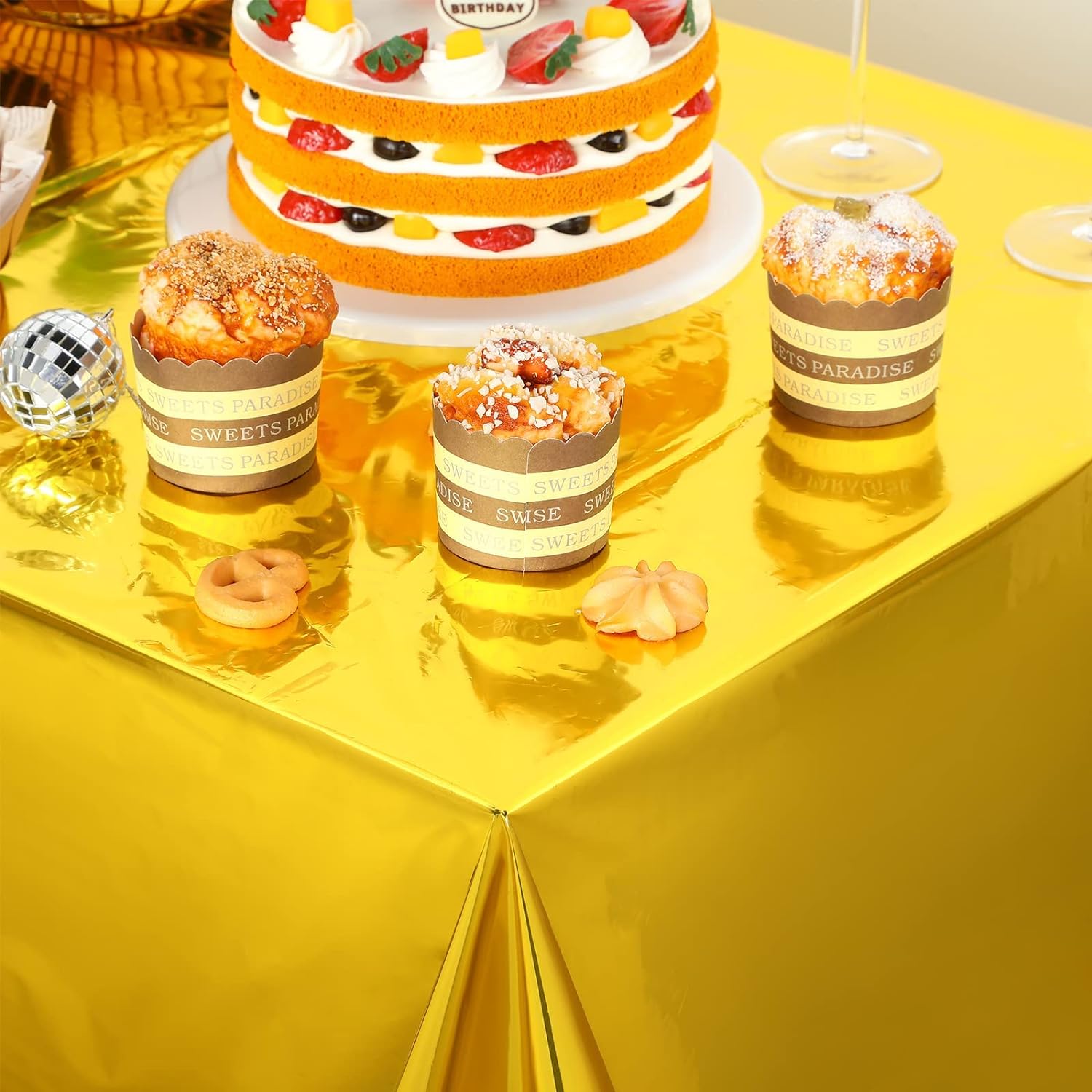 137cm*183cm Rose Gold Sliver D - Table Cloth Disposable ulasan dan harga