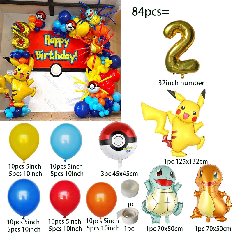 84pcs Pikachu Party Balloons G - Balloon Arch Kit ulasan dan harga