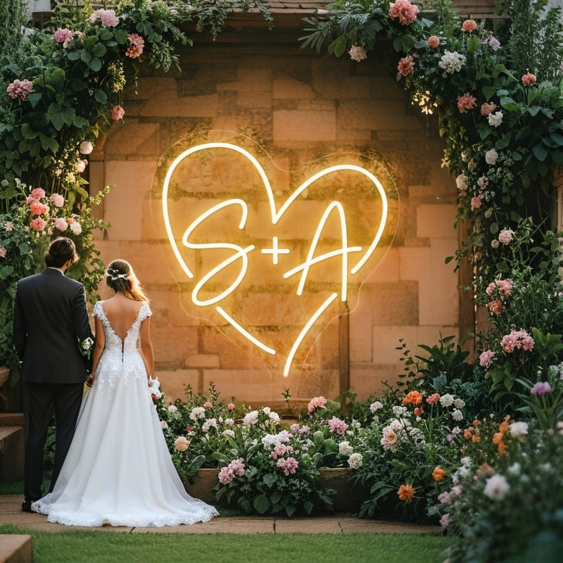 Custom Initials Heart LED Neon - Neon Sign Party ulasan dan harga