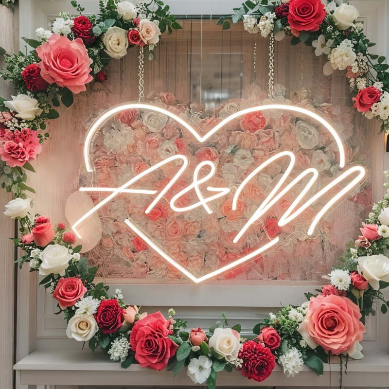 Custom Initials Heart LED Neon - Neon Sign Party ulasan dan harga