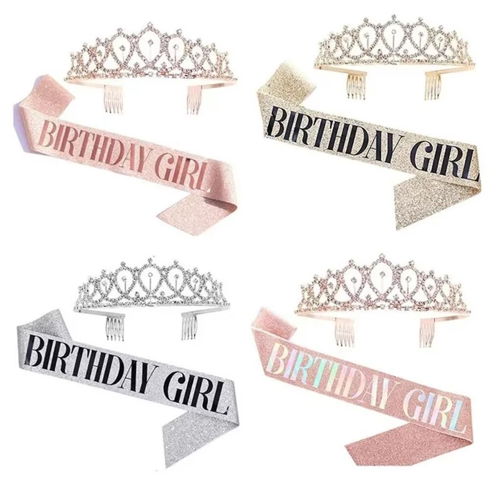 2Pcs/Set New Glitter Birthday  - Birthday Sash Glitter ulasan dan harga