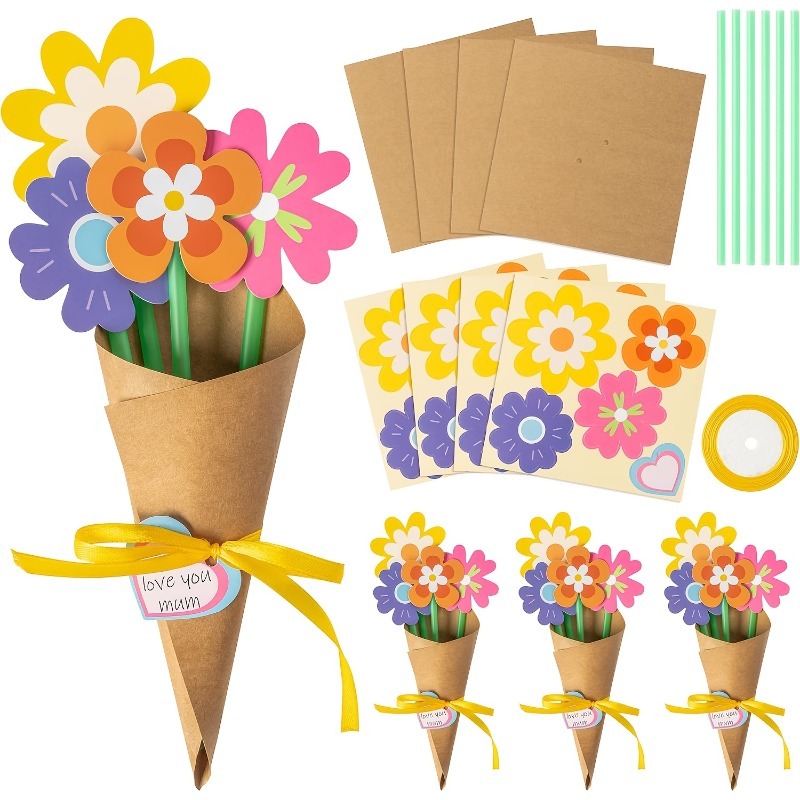 100Pcs DIY Flower Bouquet Kit  - Papercraft Supply Ribbon ulasan dan harga