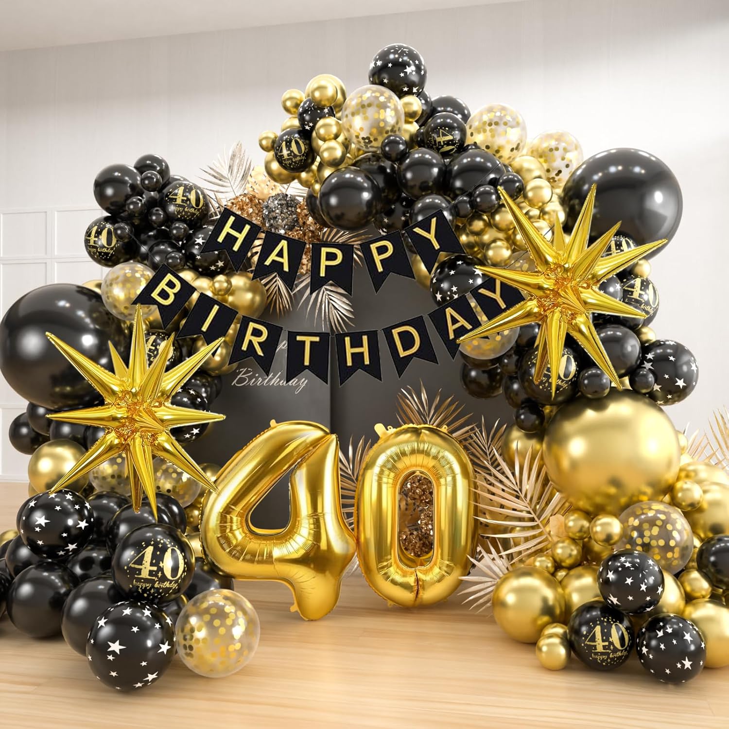 40th Black Gold Balloon Garlan - Balloon Arch Kit ulasan dan harga