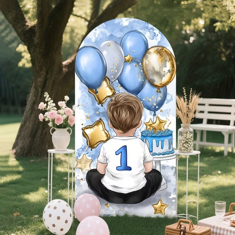 A Little Boy Pattern Arch Back - Dessert Table Backdrop ulasan dan harga