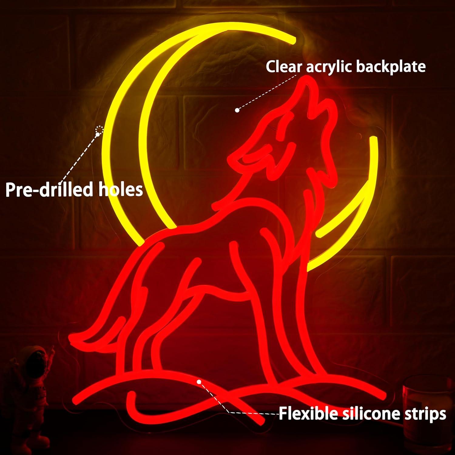 Howling Wolf Neon Sign Dimmabl - Neon Sign Party ulasan dan harga