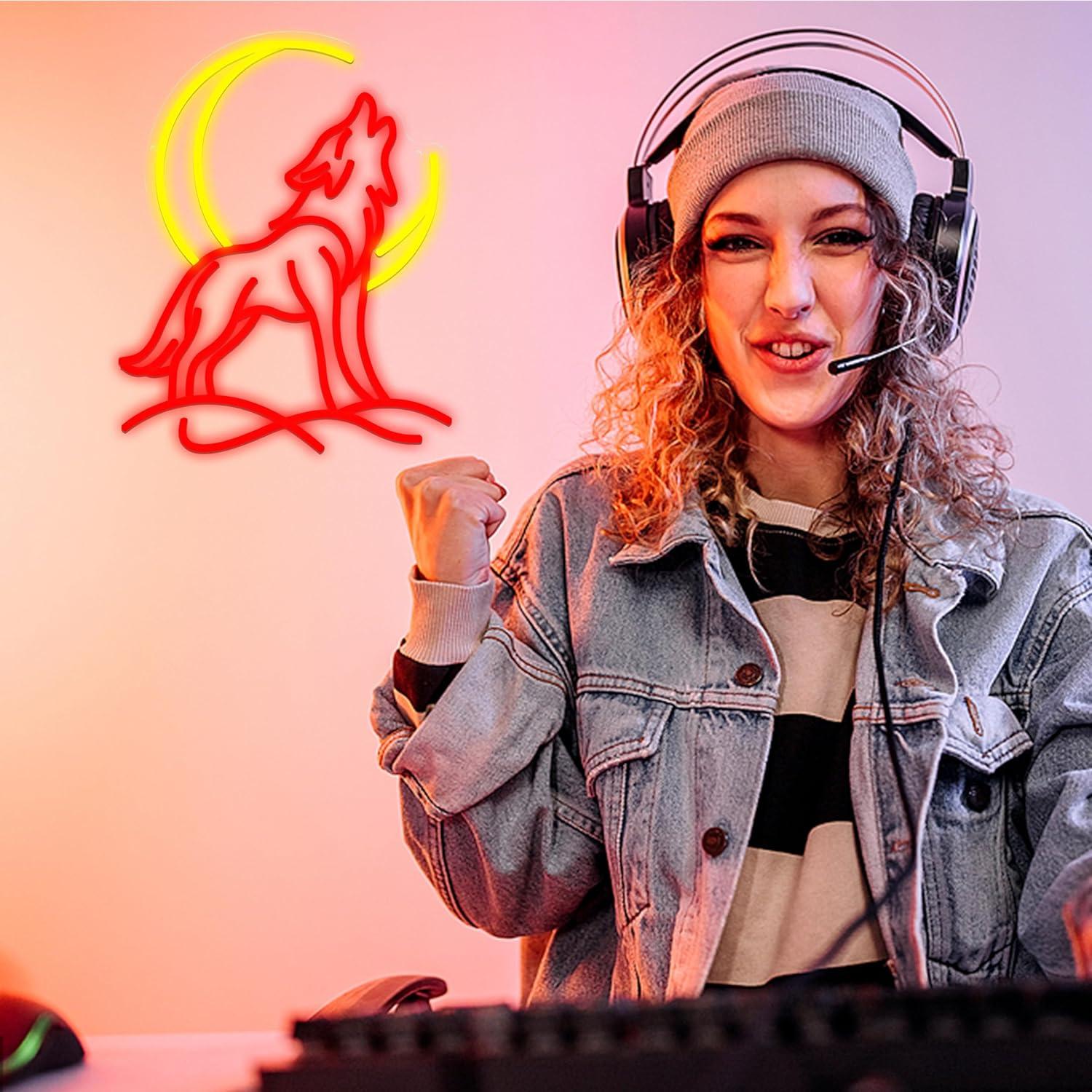 Howling Wolf Neon Sign Dimmabl - Neon Sign Party ulasan dan harga